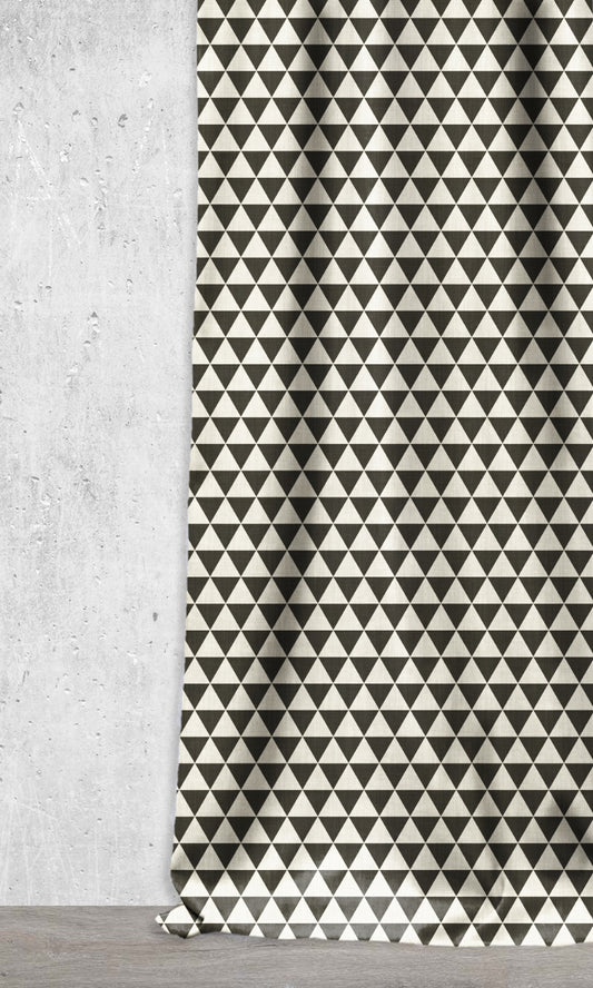 Geometrical Printed Home Décor Fabric Sample (Black/ Ivory)