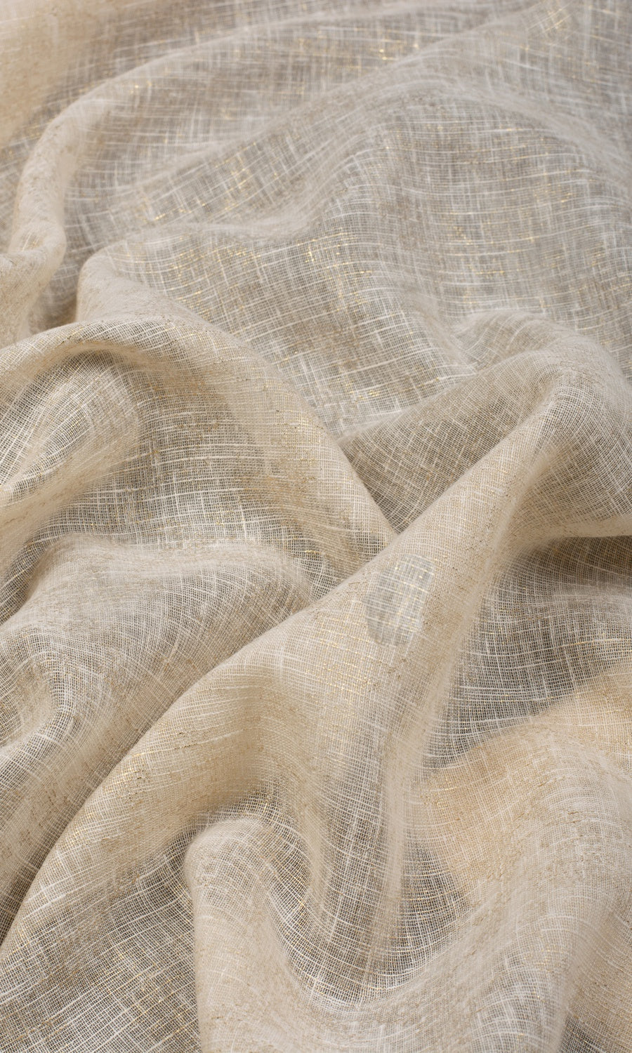 Metallic Accents Sheer Window Treatments Fabric Sample (Beige)