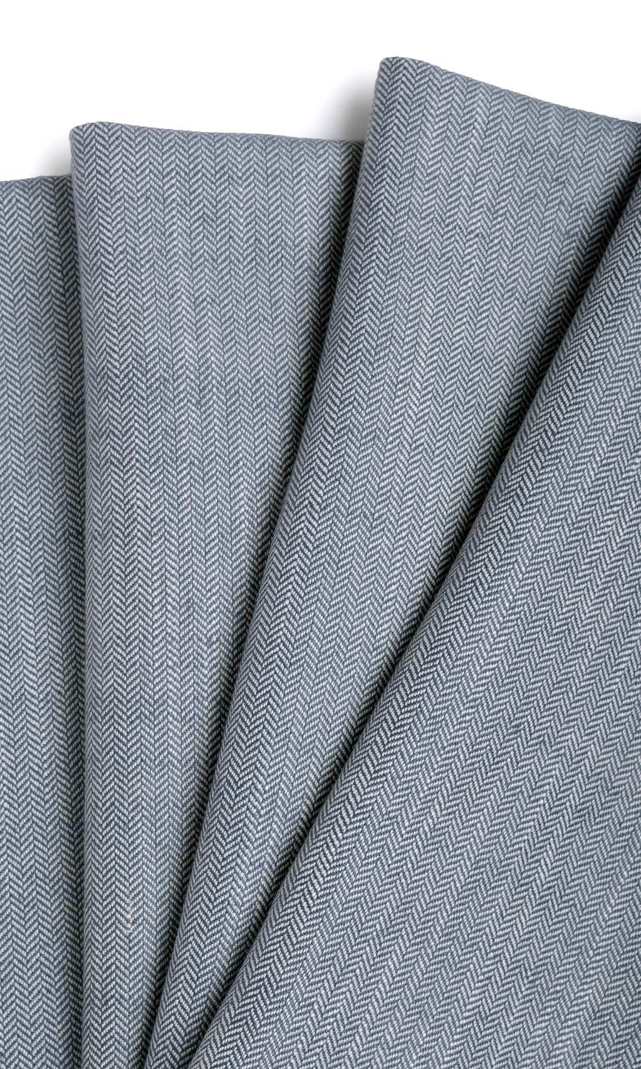 Herringbone Textured Window Treatments Fabric By the Metre (Denim/ Navy Blue)