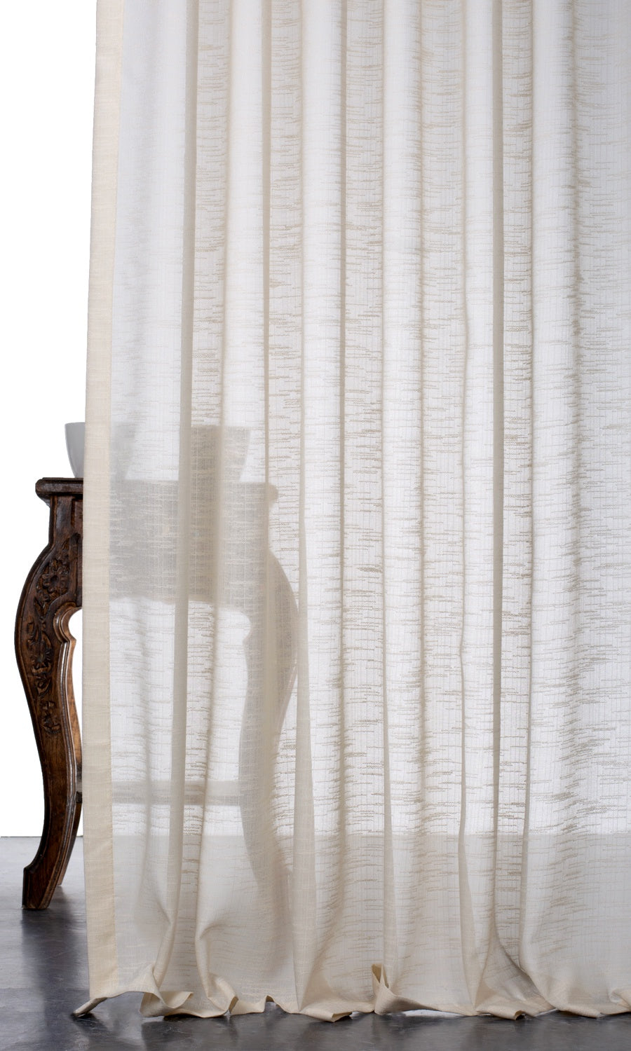 Textured Sheer Window Treatments Fabric Sample (Pale Beige/ Warm Ivory)