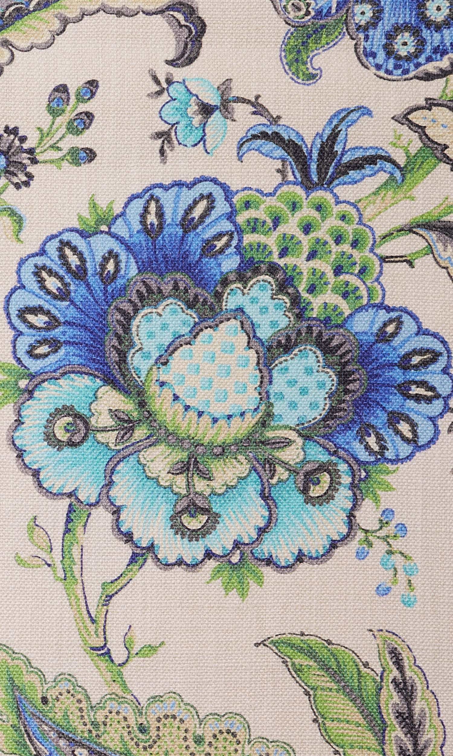 Floral Cotton Home Textile Fabric Material Sample (Turquoise/ Ultramarine Blue)