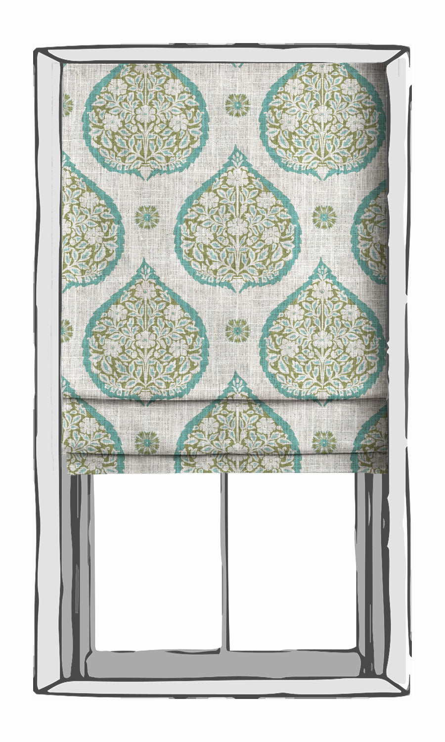 Paisley Window Treatments Fabric Sample (Blue/ Green)