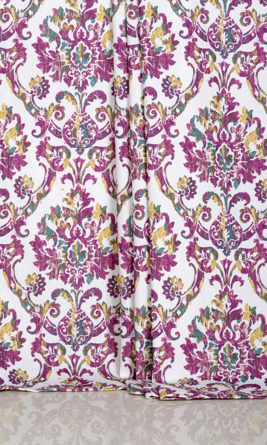 Damask Print Window Treatments Fabric By the Metre (Pink/ Purple)