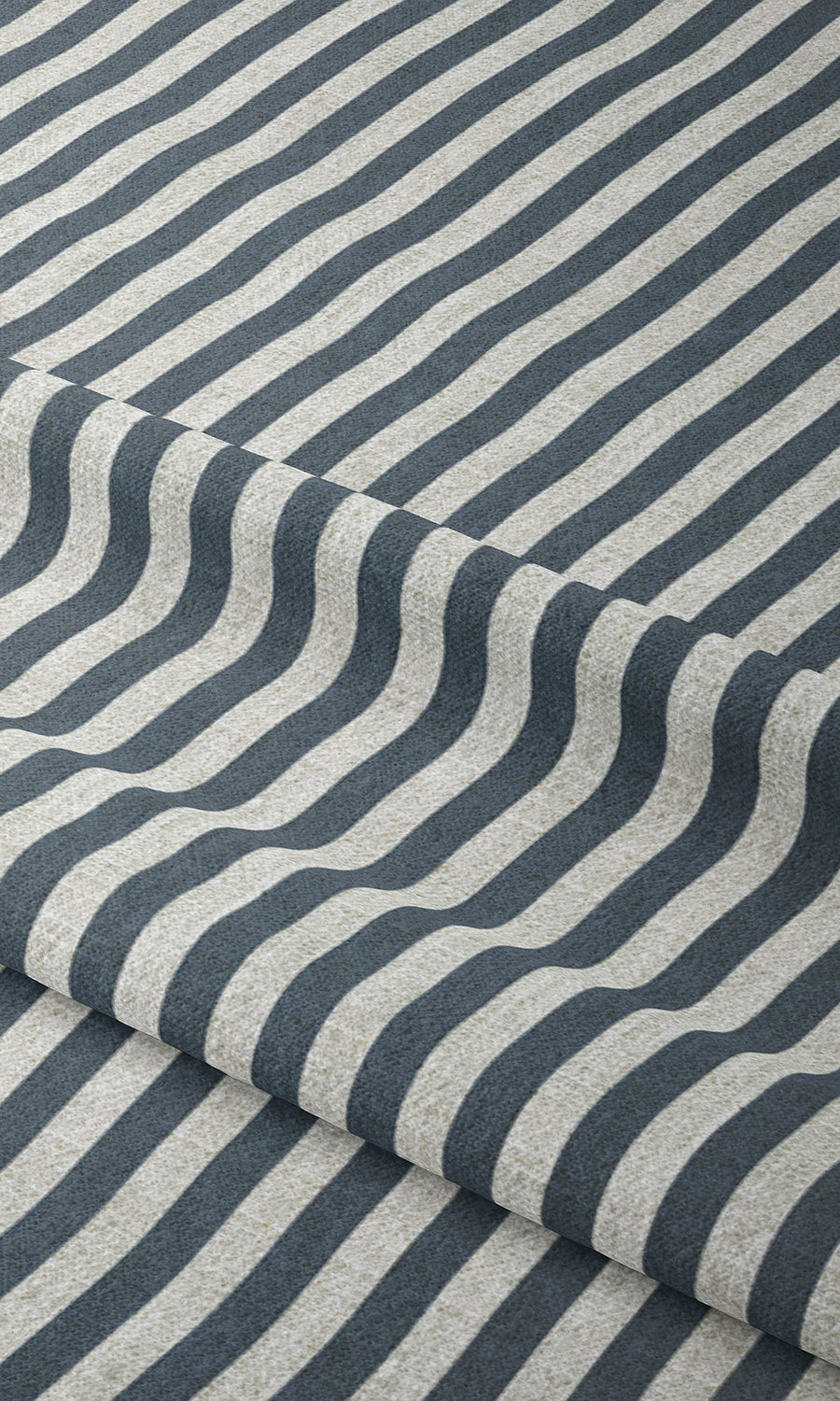 Modern Striped Print Window Treatments Fabric By the Metre (Petrol Blue/ White)