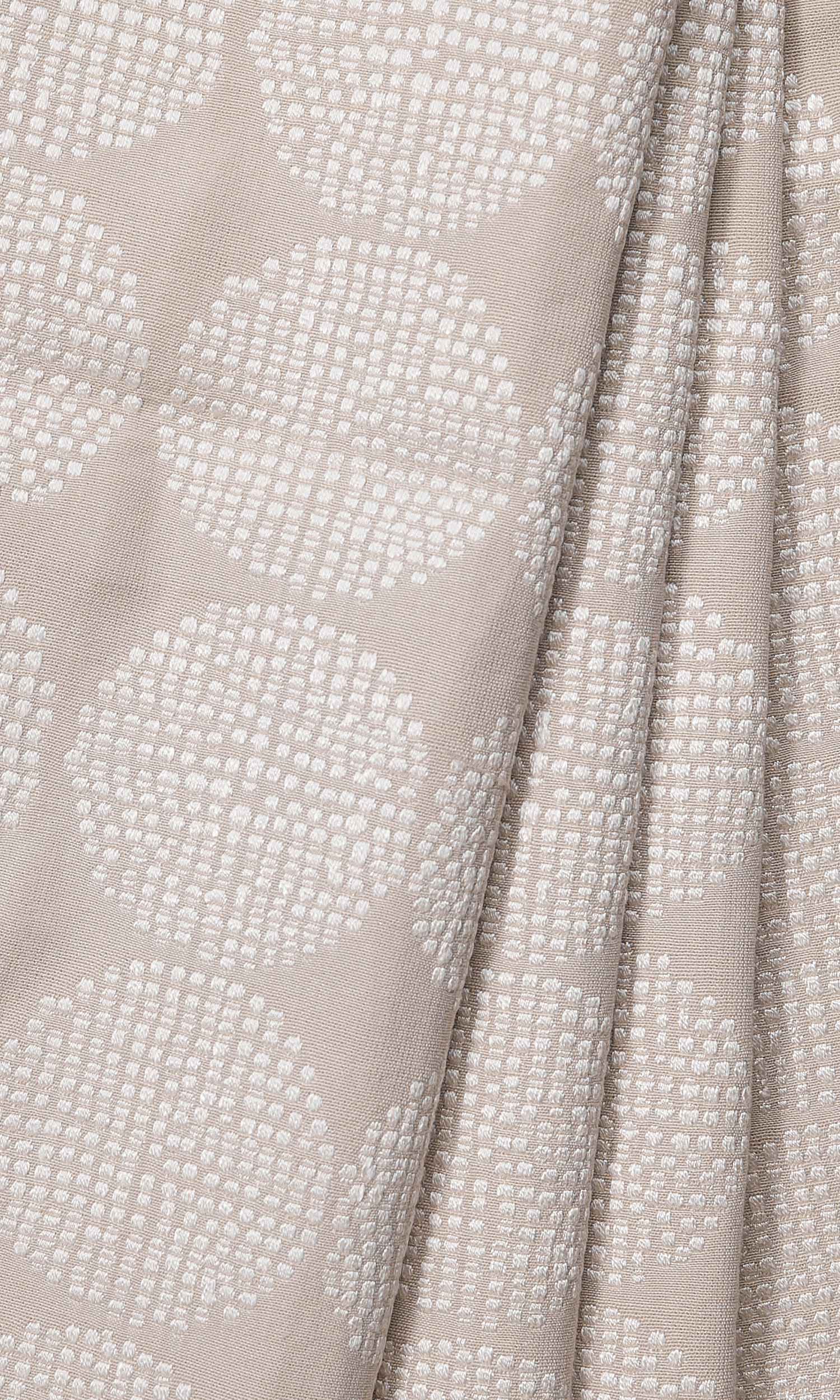 Geometric Embroidered Window Treatments Fabric By the Metre (Beige/ White)