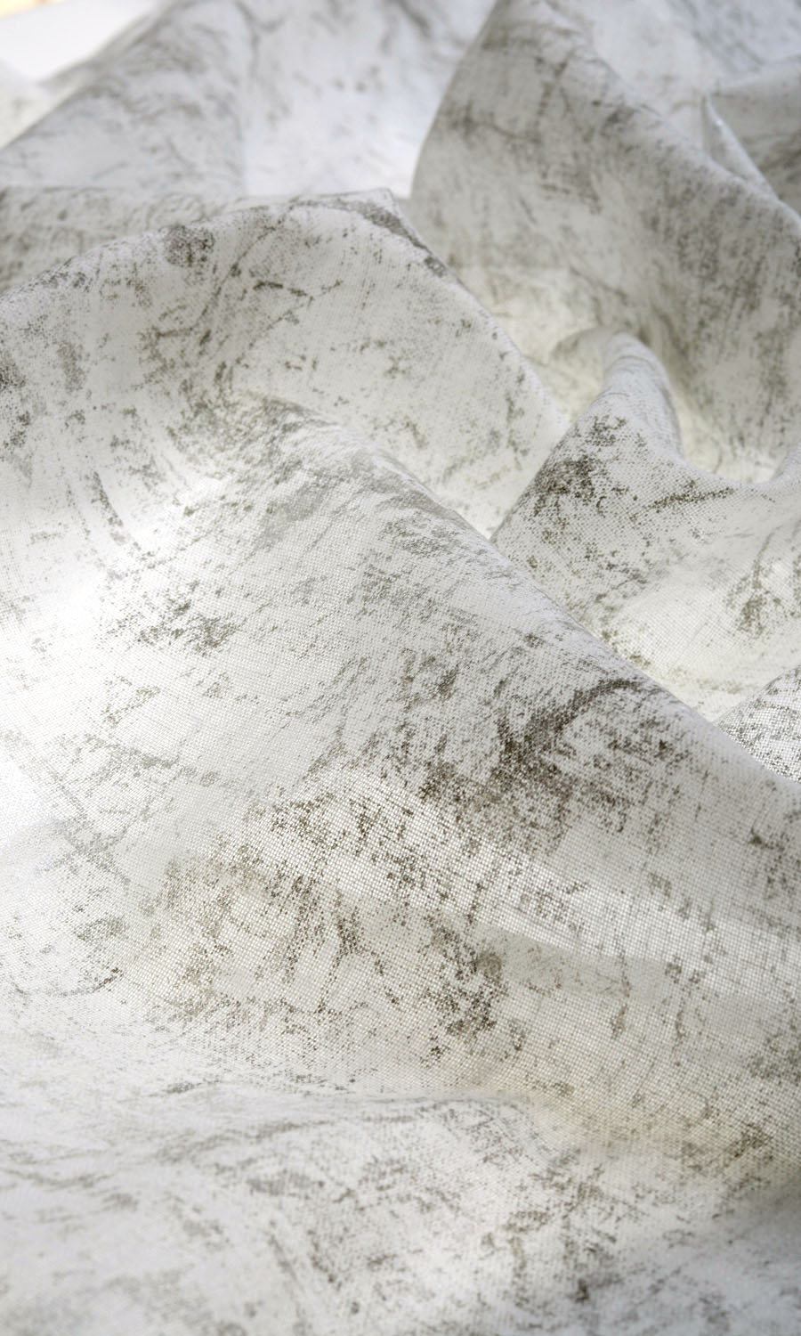 Sheer Home Textile Fabric Material Sample (White/ Metallic Silver/ Grey)