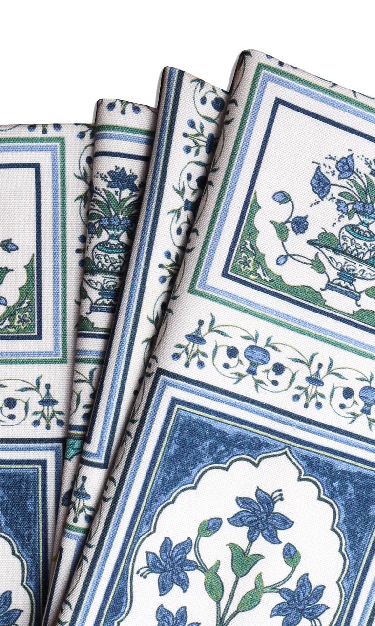 Floral Cotton Free Fabric Material Sample (Blue/ Green)