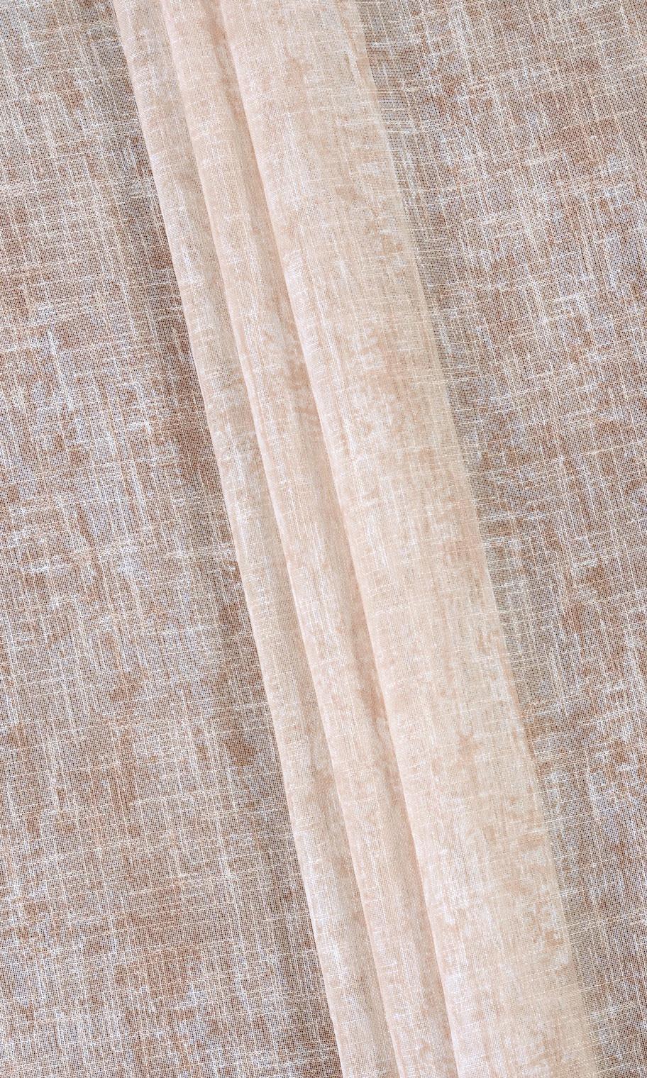 Textured Sheer Fabric Material By the Metre (Salmon Pink/ Peach Orange)