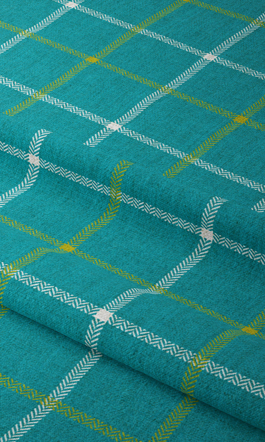 Modern Check Print Home Textile Fabric Material By the Metre (Turquoise Blue)