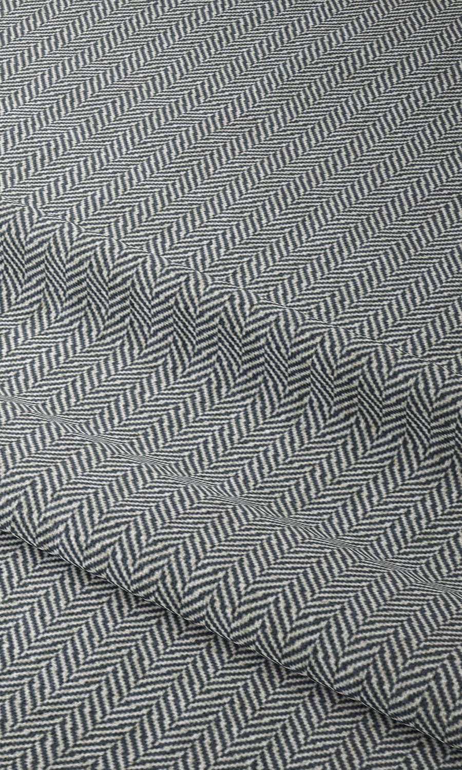 Herringbone Print Window Treatments Fabric By the Metre (Petrol Blue/ White)