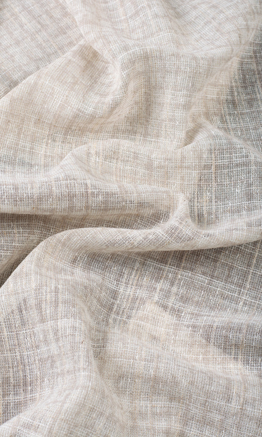 Checked Sheer Fabric By the Metre for Curtains & Drapes (Cream/ Pale Beige)