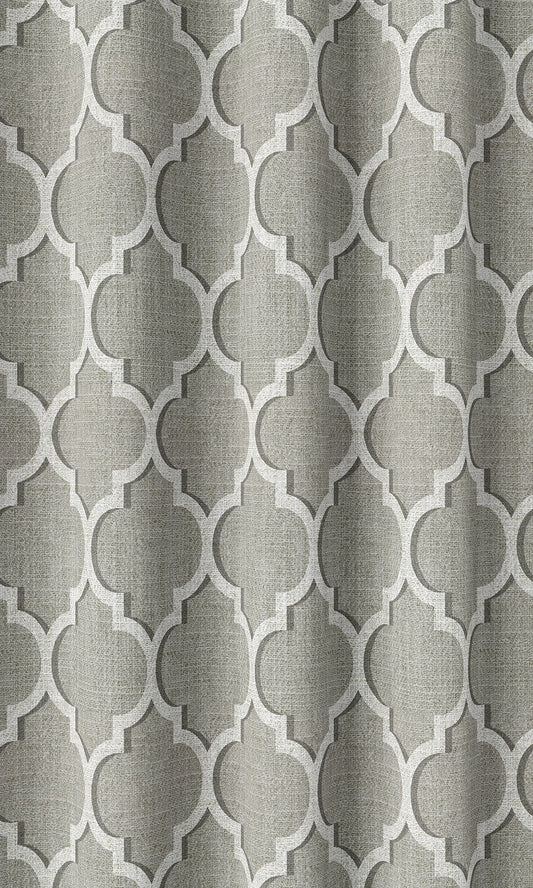 Trellis Tile Print Home Décor Fabric Sample (Grey/ White)