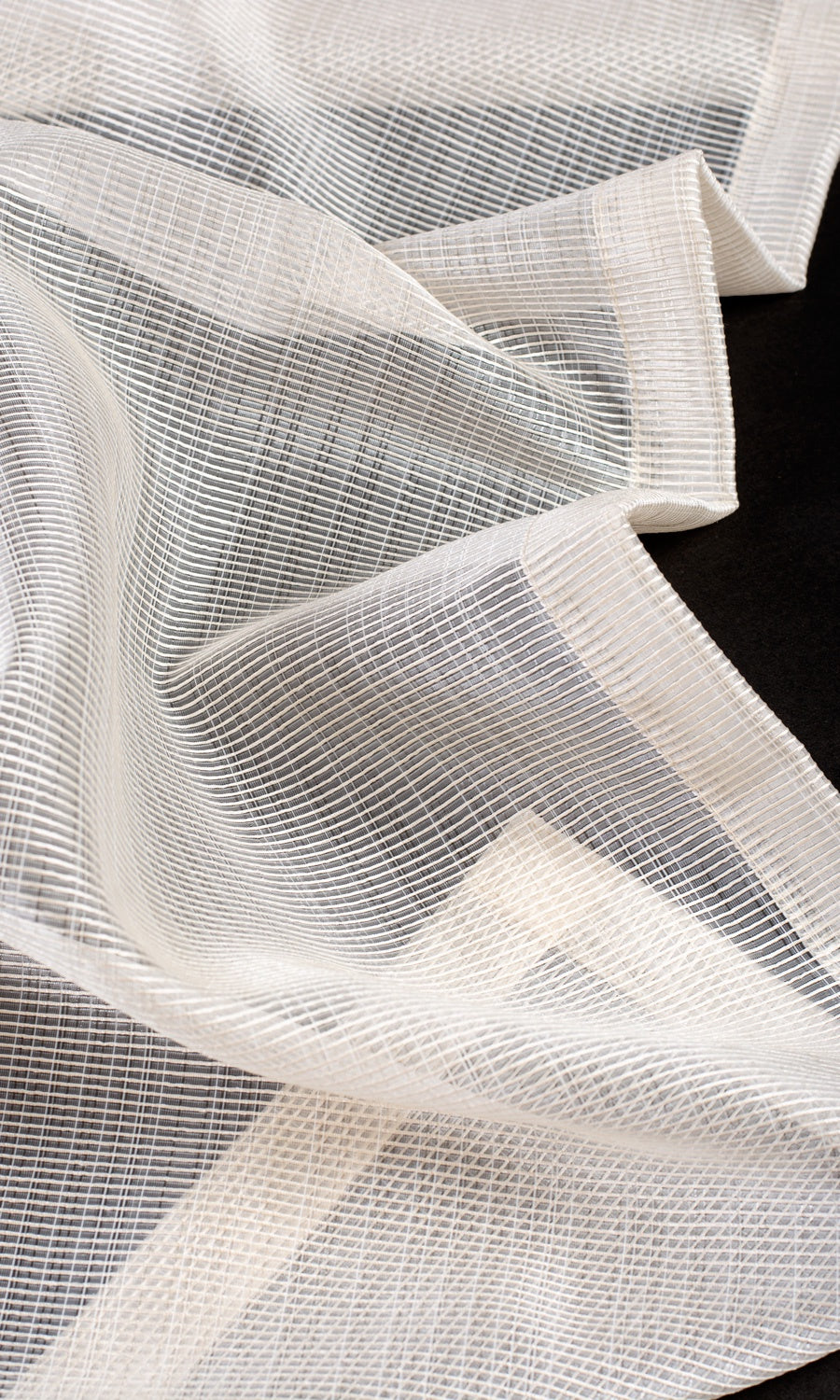 Textured Sheer Fabric Material By the Metre (Ivory/ Pale Beige)