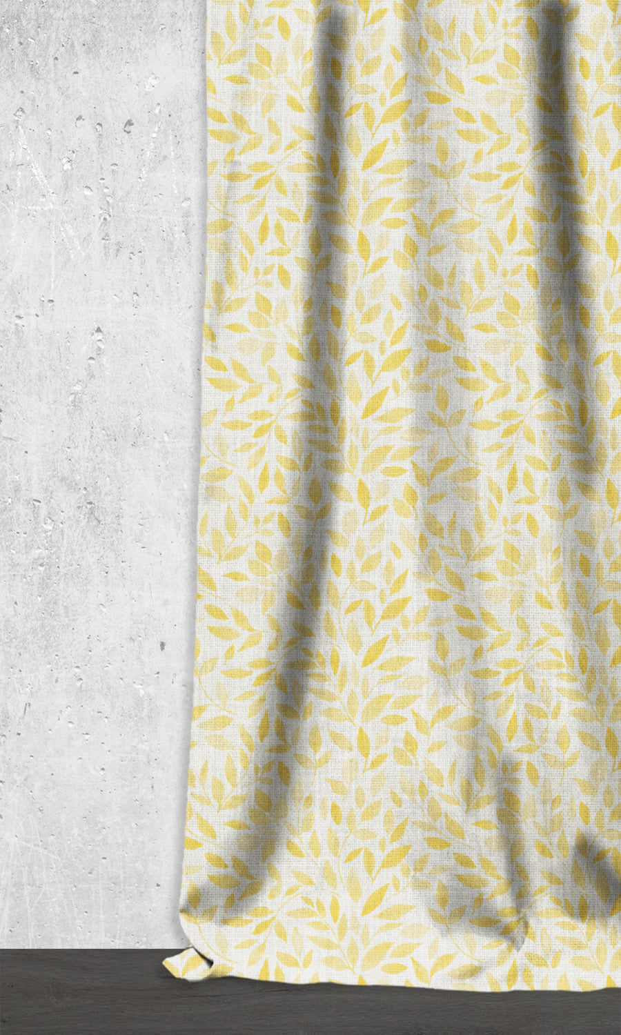 Botanical Print Home Décor Fabric Sample (White/ Yellow)