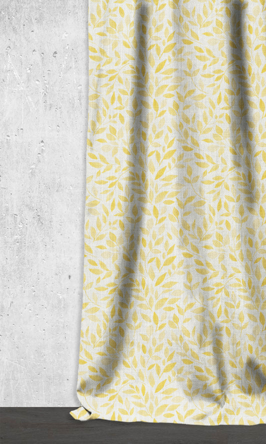 Botanical Print Curtains (White/ Yellow)