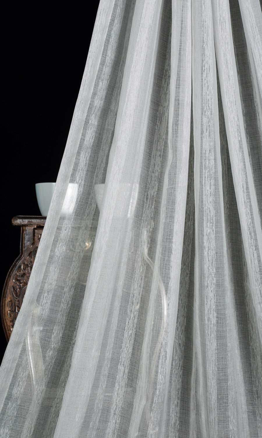 Striped Sheer Home Textile Fabric Material By the Metre (Grey)