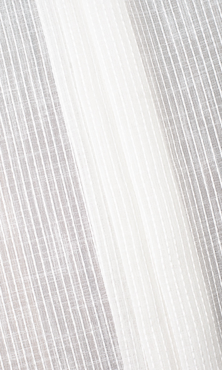 Embroidered Striped Sheer Fabric Material By the Metre (White)