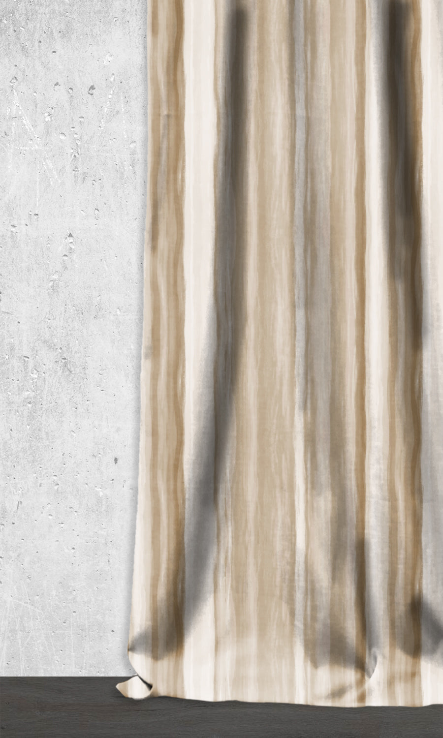 Room Darkening Striped Window Treatments Fabric By the Metre (Brown/ Beige)