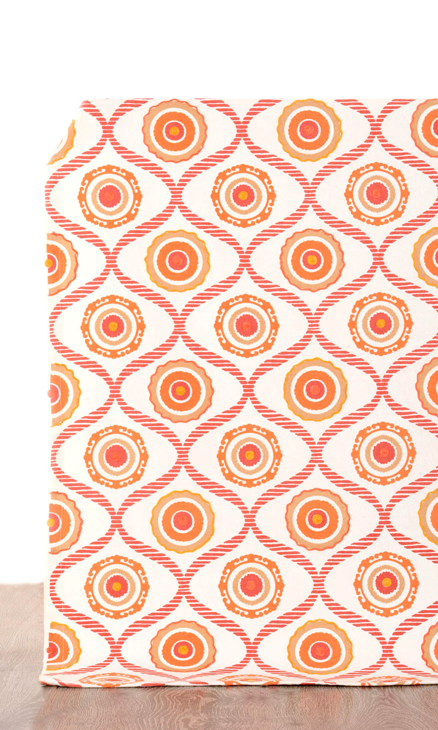 Printed Cotton Home Décor Fabric Sample (Red/ Orange/ White)