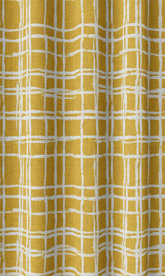 Abstract Print Curtains (Yellow/ White)