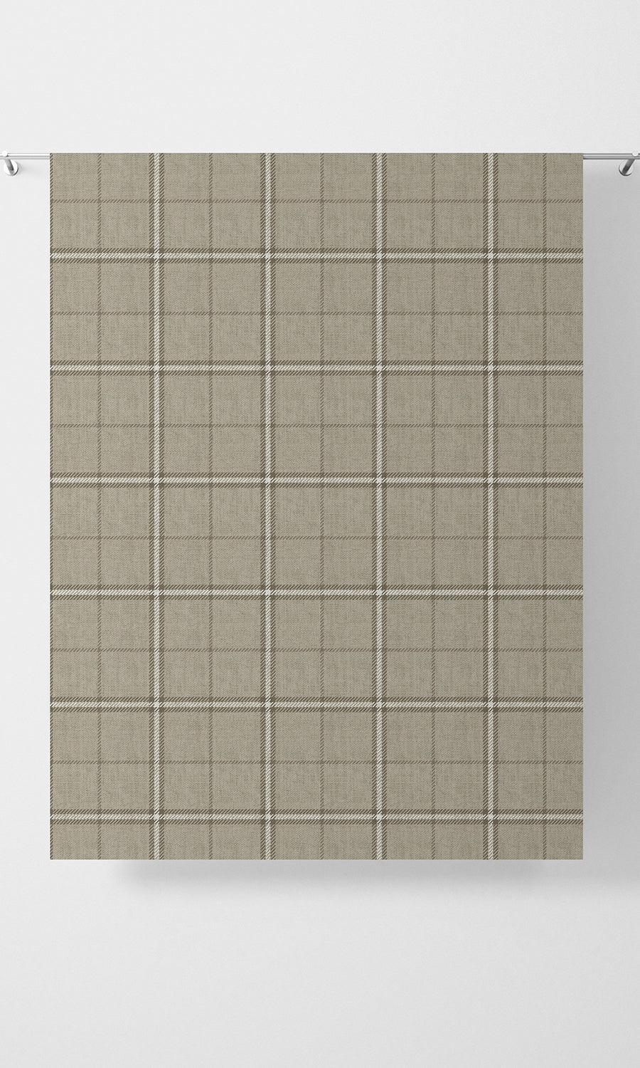 Checkered Home Textile Fabric Material By the Metre (Grey-Beige/ Brown)