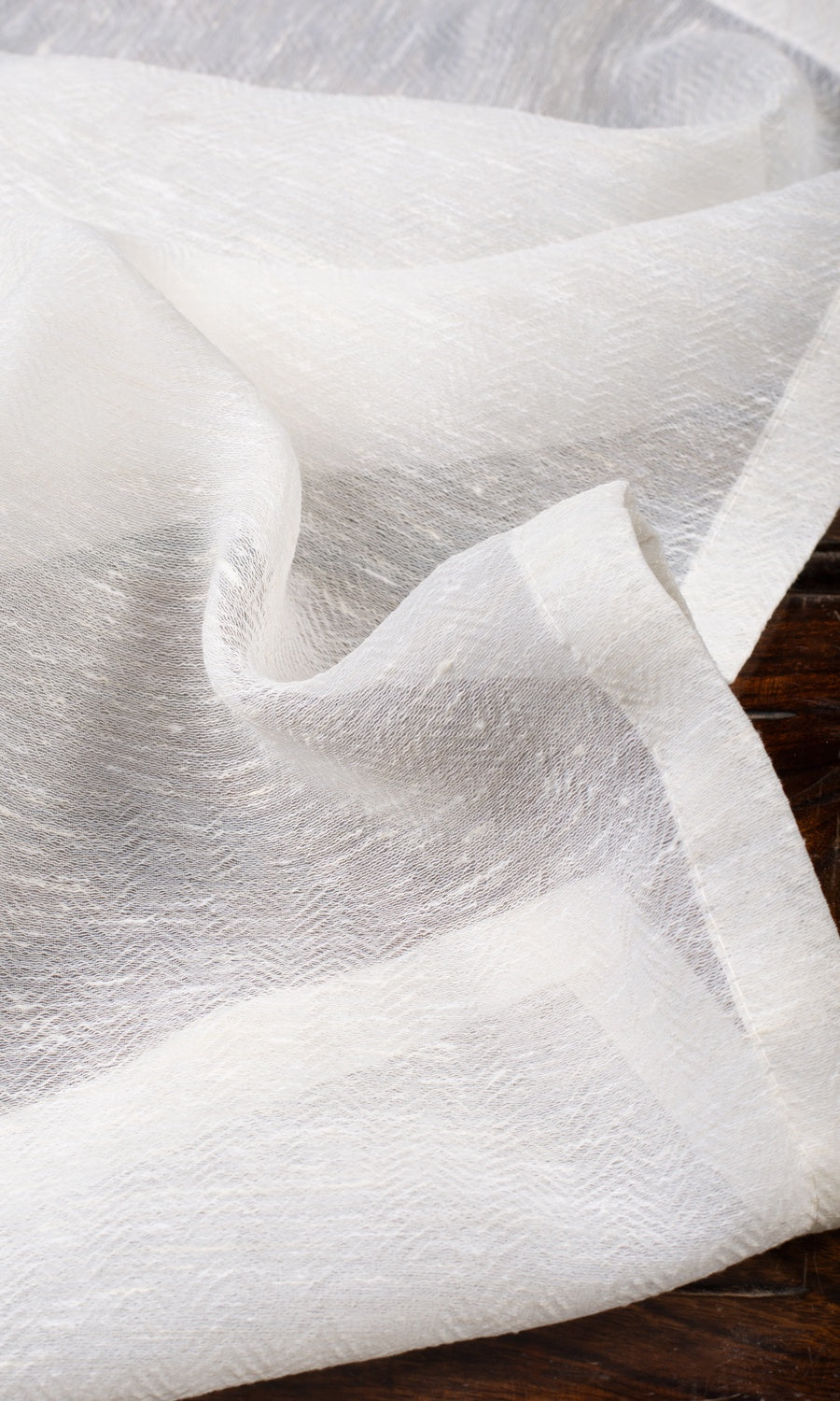 Textured Sheer Fabric Material By the Metre (Cotton White)