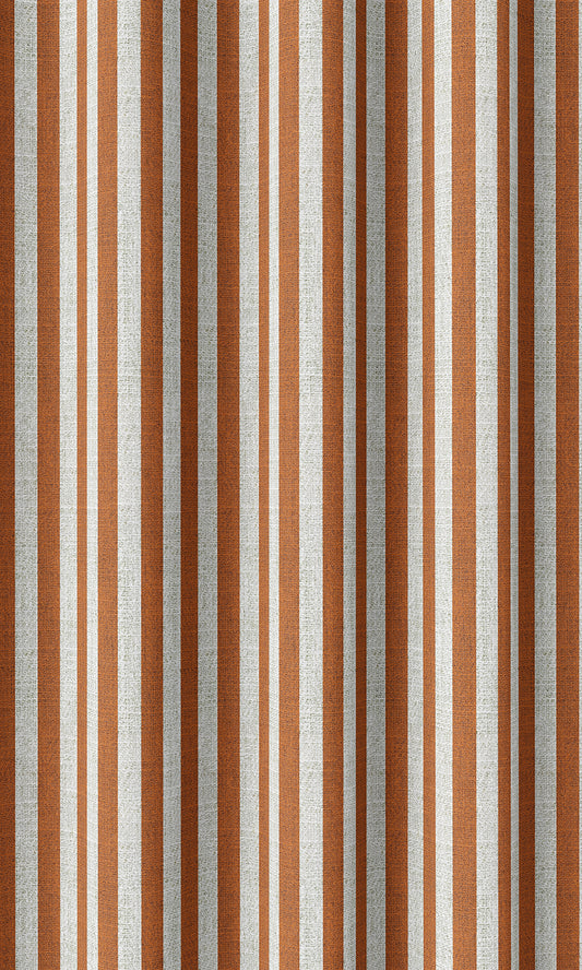 Modern Striped Home Décor Fabric By the Yard (Burnt Orange/ White)