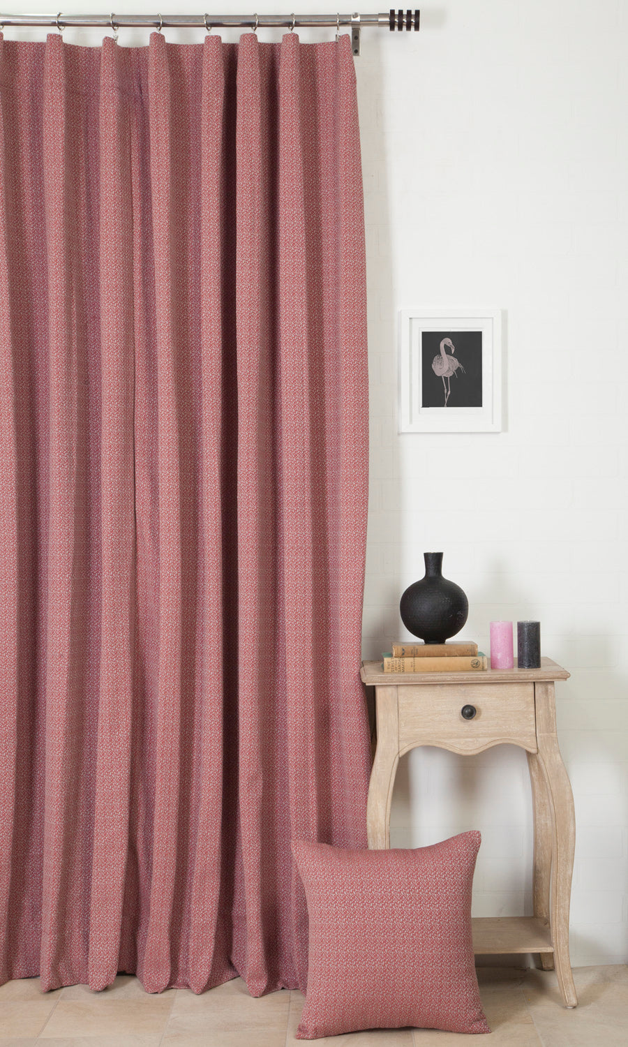 Cotton Home Décor Fabric Sample (Pink/ Grey)