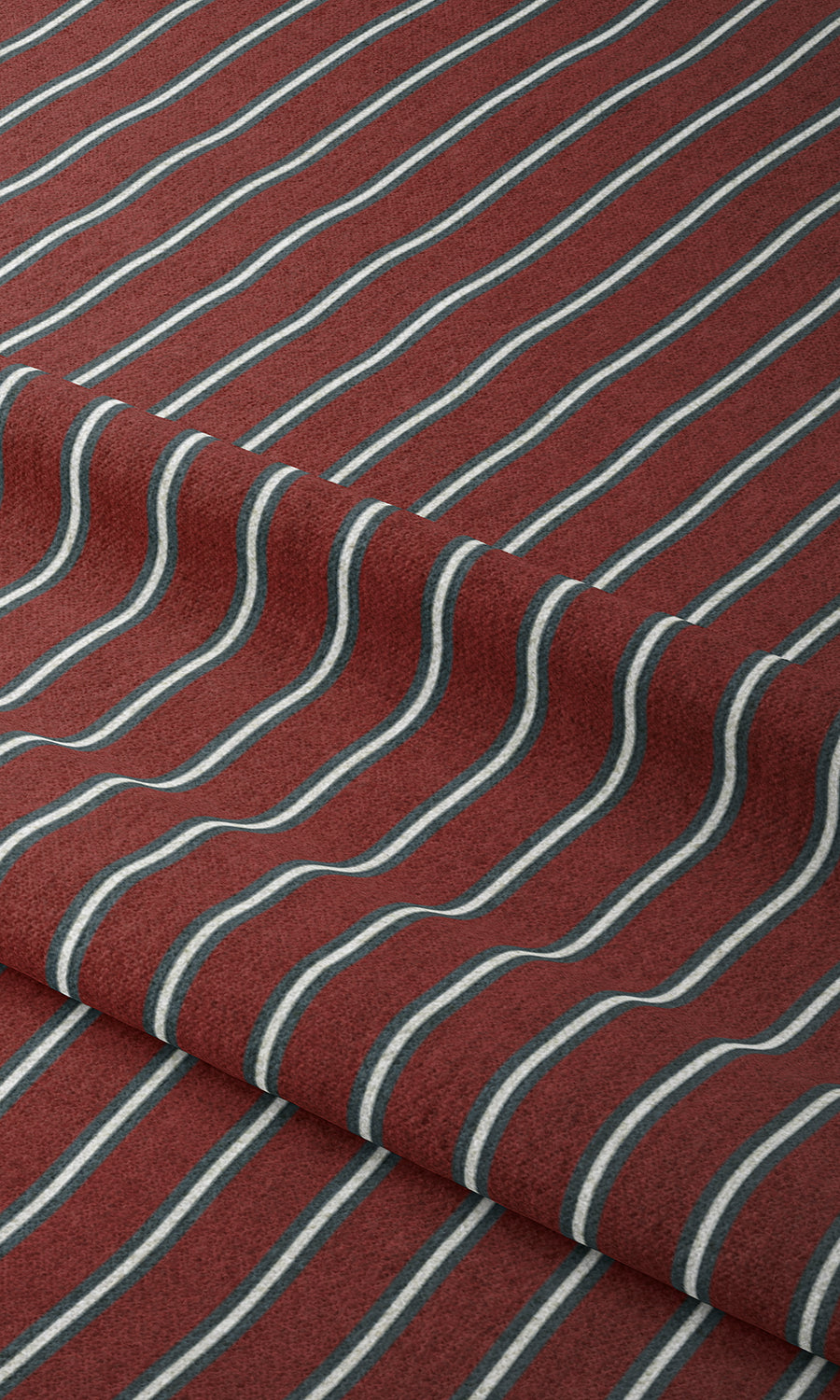 Modern Striped Home Textile Fabric Material By the Metre (Slate Grey/ Red)