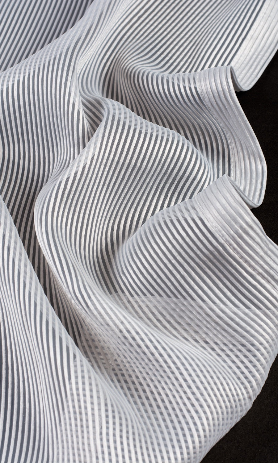 Striped Sheer Free Fabric Material Sample (Grey)