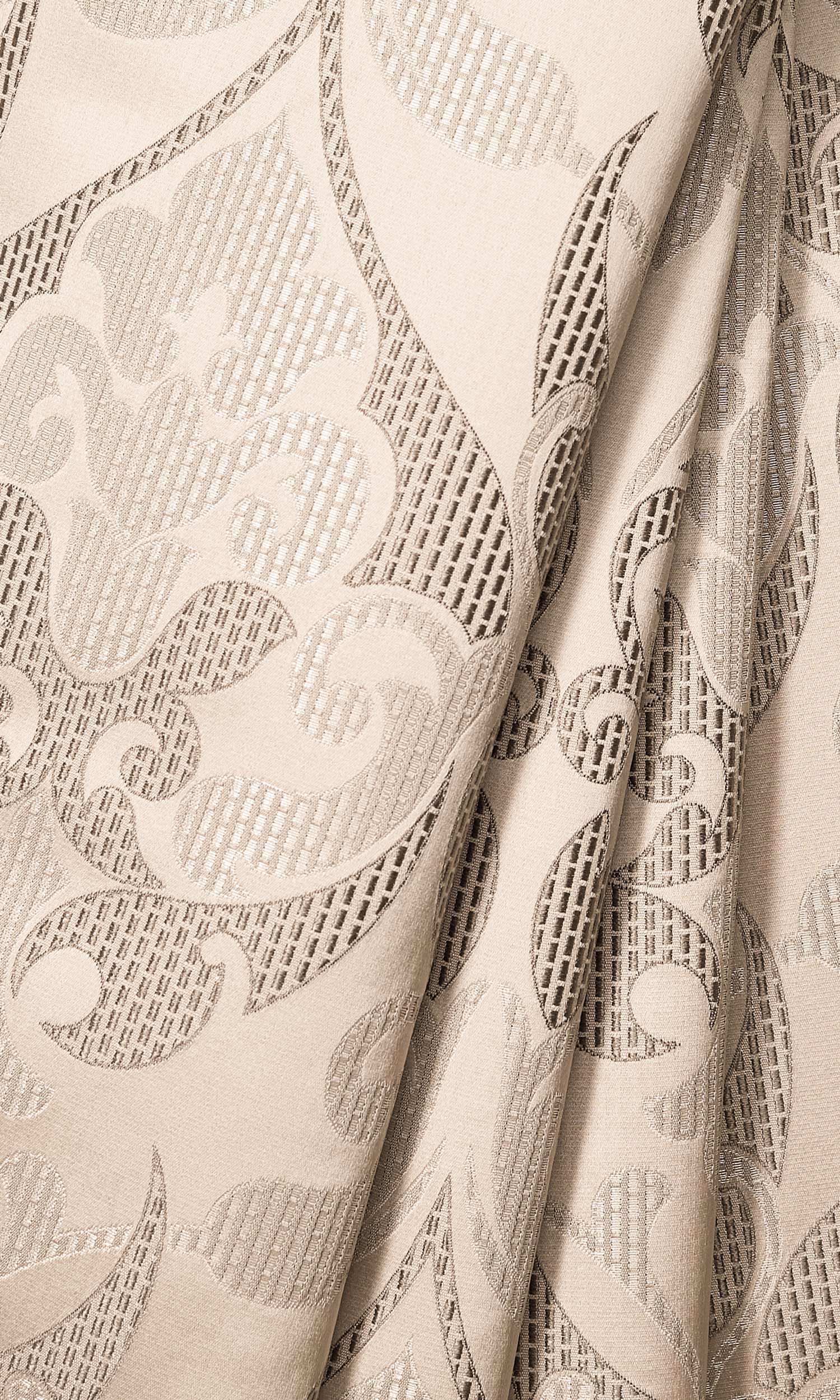 Self Patterned Window Treatments Fabric By the Metre (Cream/ Brown)