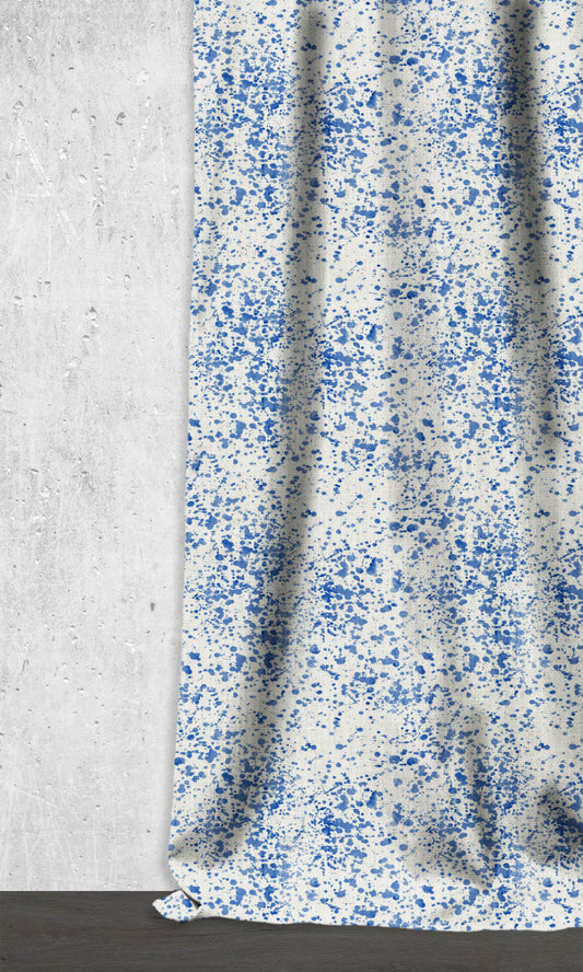 Abstract Print Drapes (Eggshell White/ Blue)
