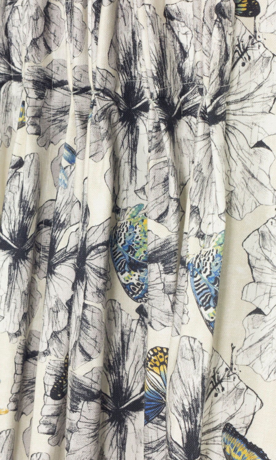 Butterfly Print Cotton Window Treatments Fabric Sample (Yellow)