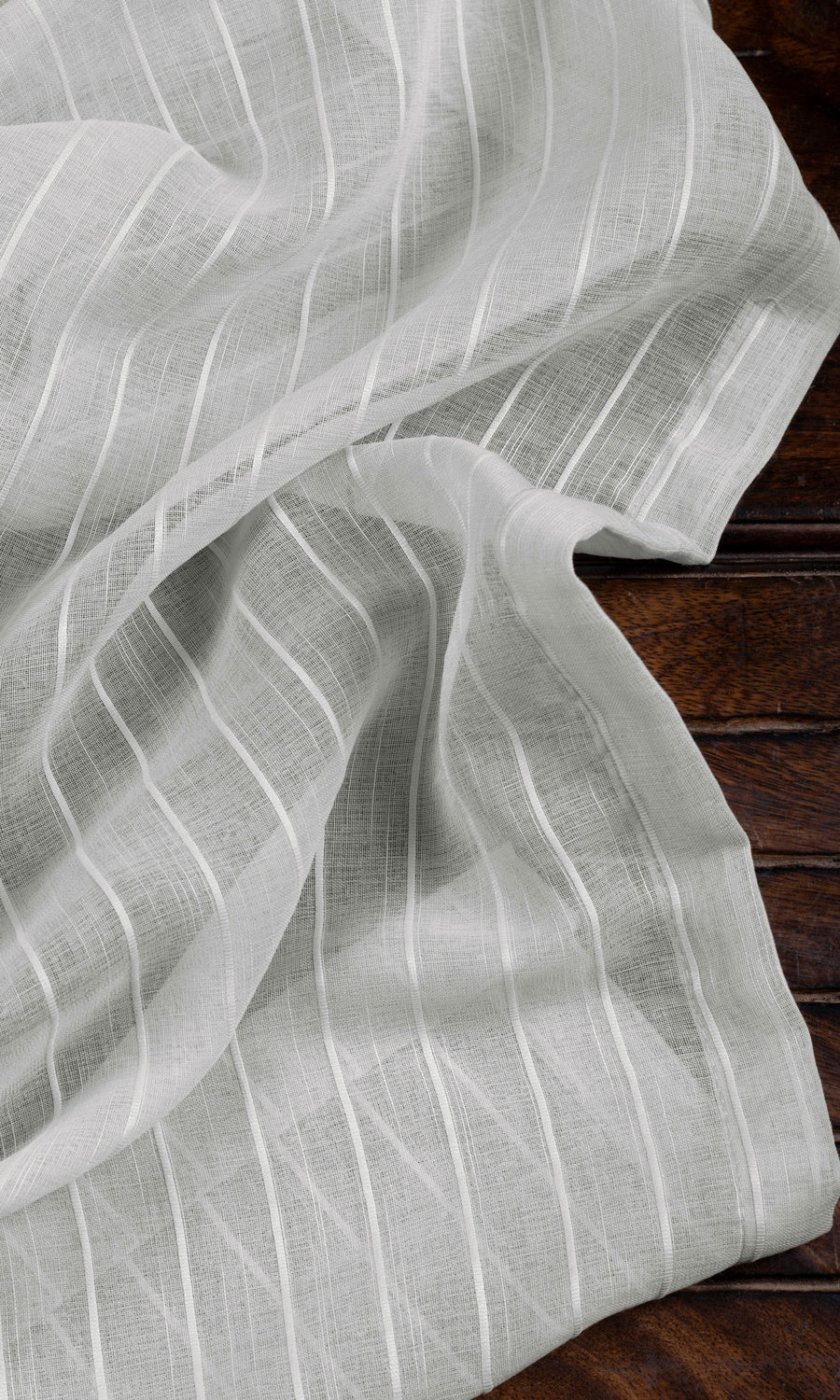 Striped Sheer Home Textile Fabric Material Sample (Grey)