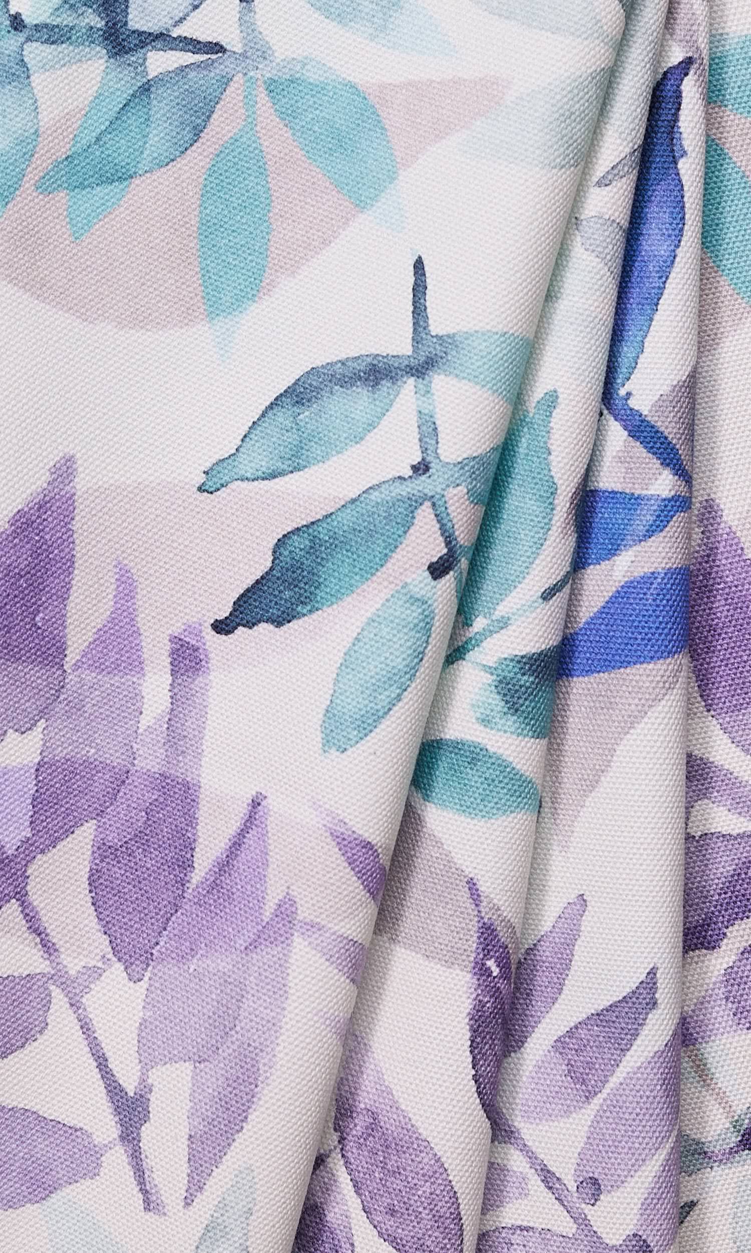 Floral Cotton Window Treatments Fabric By the Metre (Purple/ Blue/ Gray)