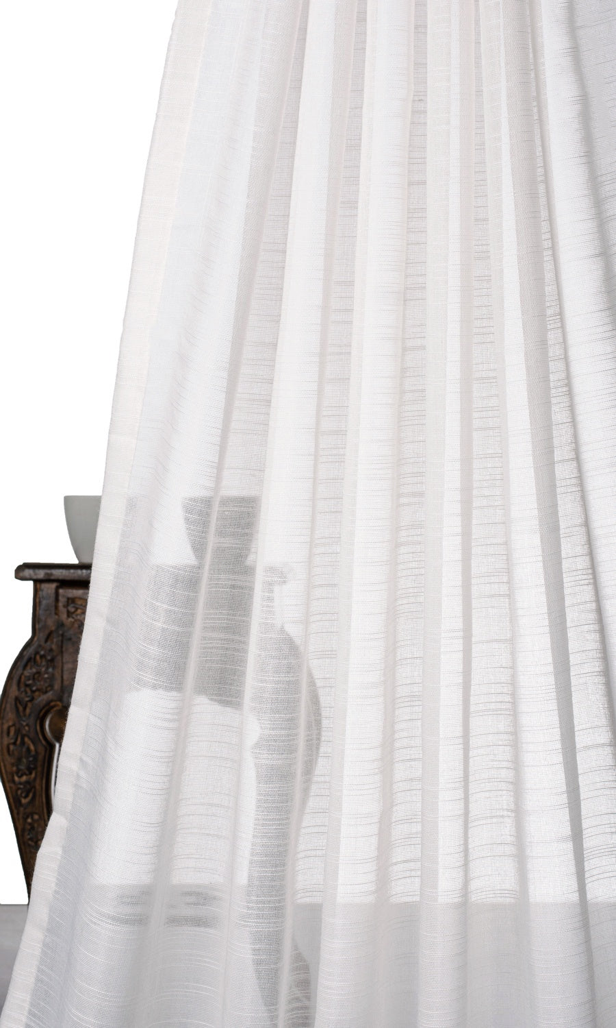 Textured Sheer Home Textile Fabric Material Sample (White)