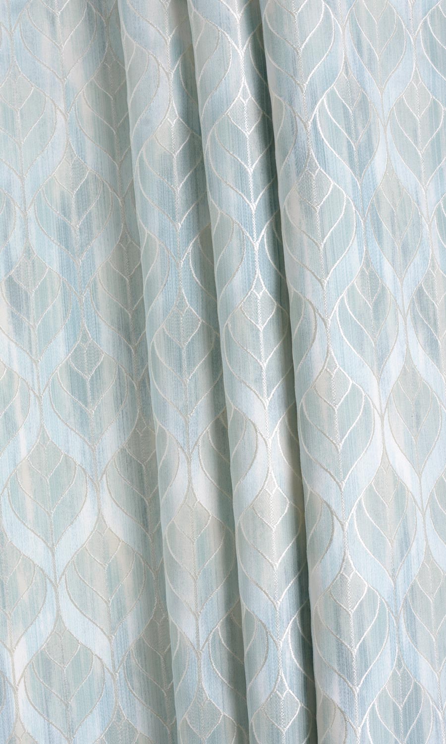 Petal Patterned Fabric Sample for Curtains & Drapes (Pale Aqua Blue)