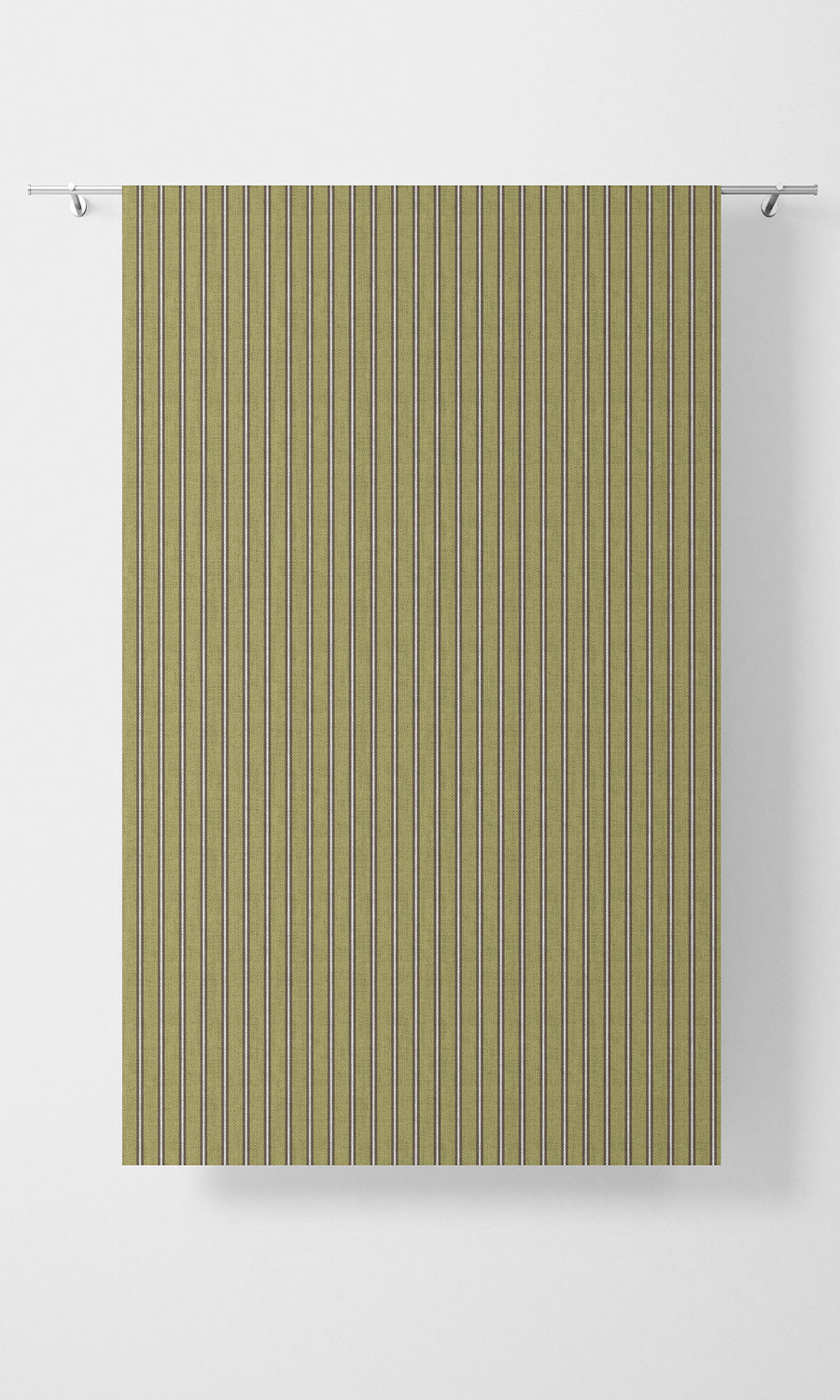 Striped Home Textile Fabric Material Sample (Chartreuse Green/ Brown)