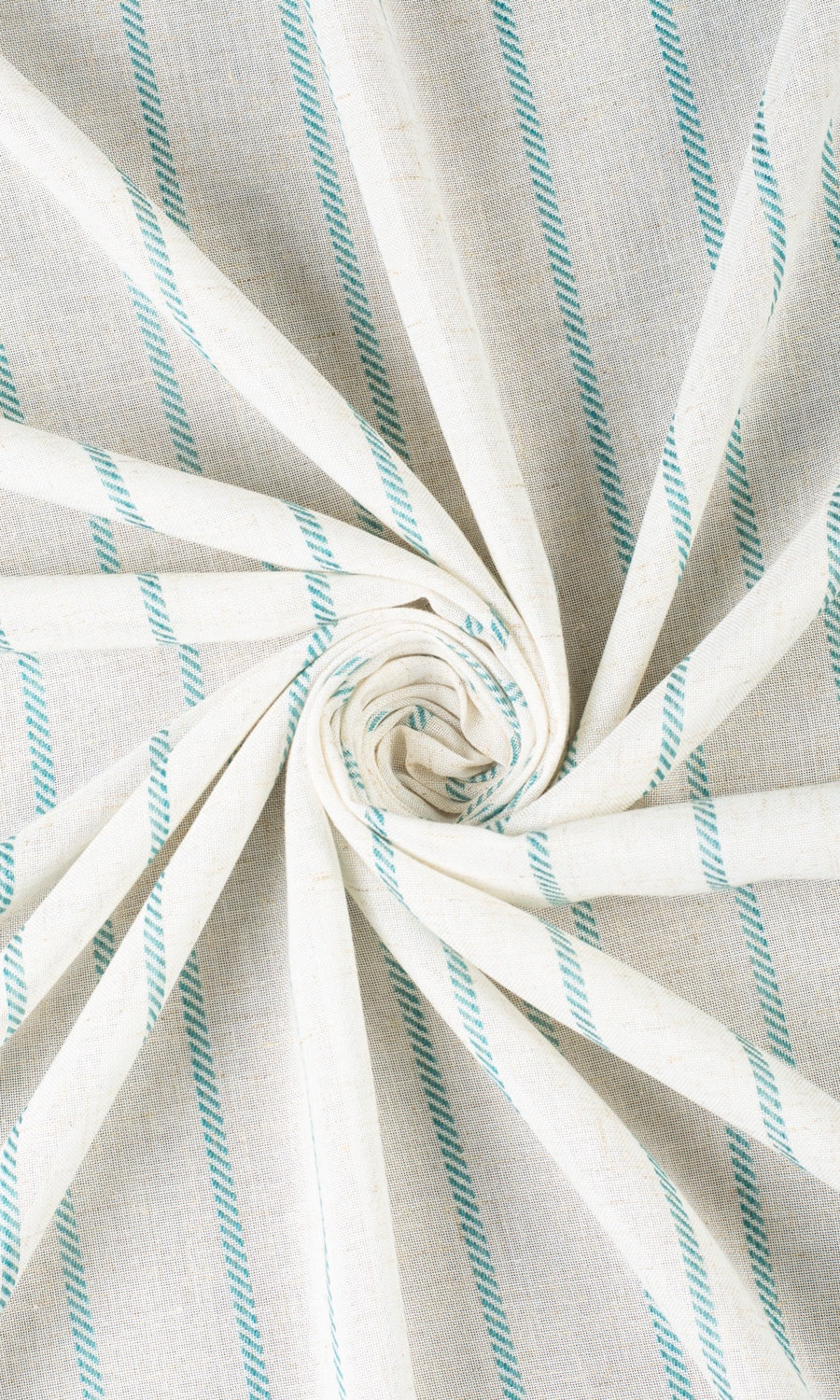 Striped Sheer Free Fabric Material Sample (White/ Turquoise Blue)