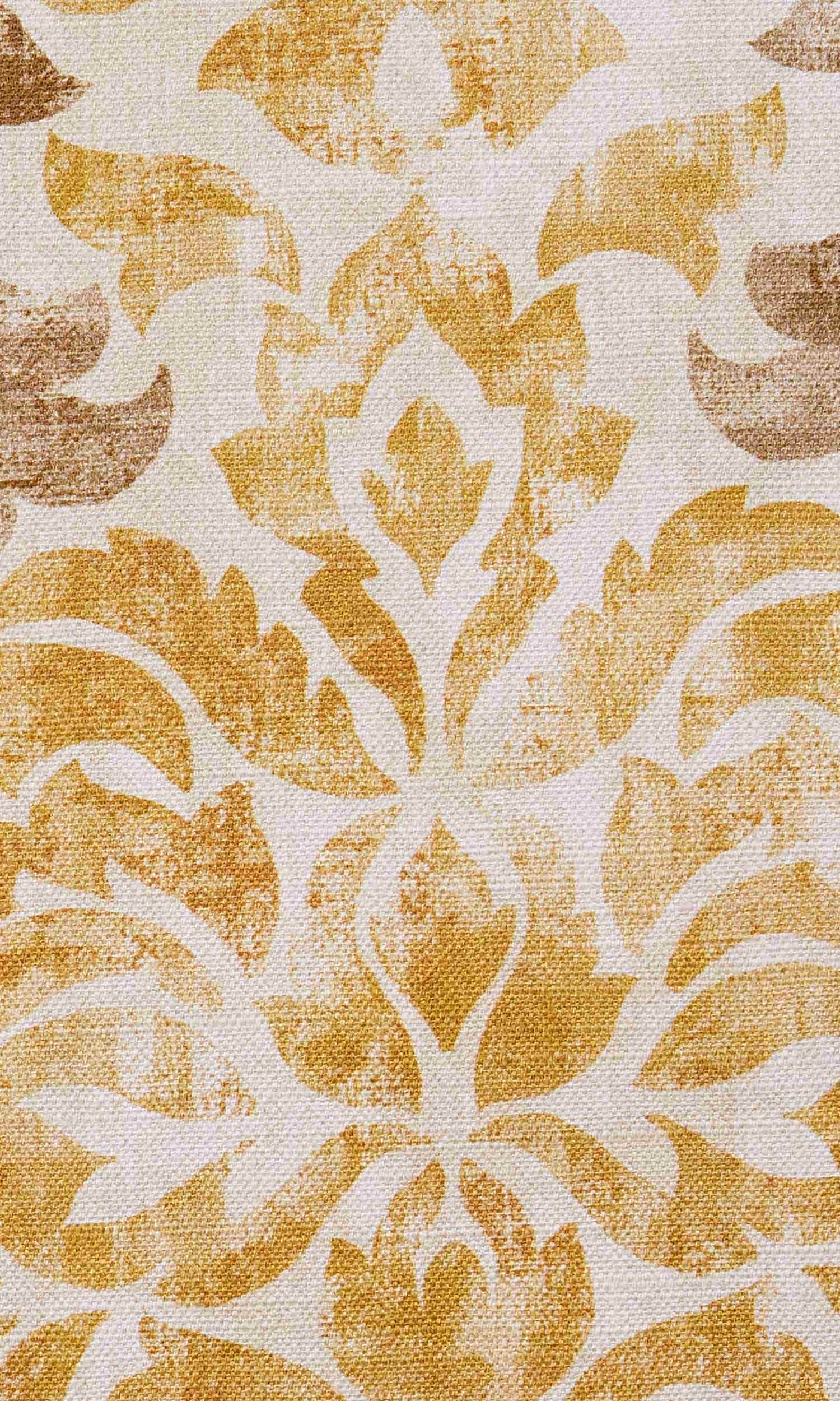 Damask Cotton Home Textile Fabric Material By the Metre (Ocher Yellow/ Mocha Brown)