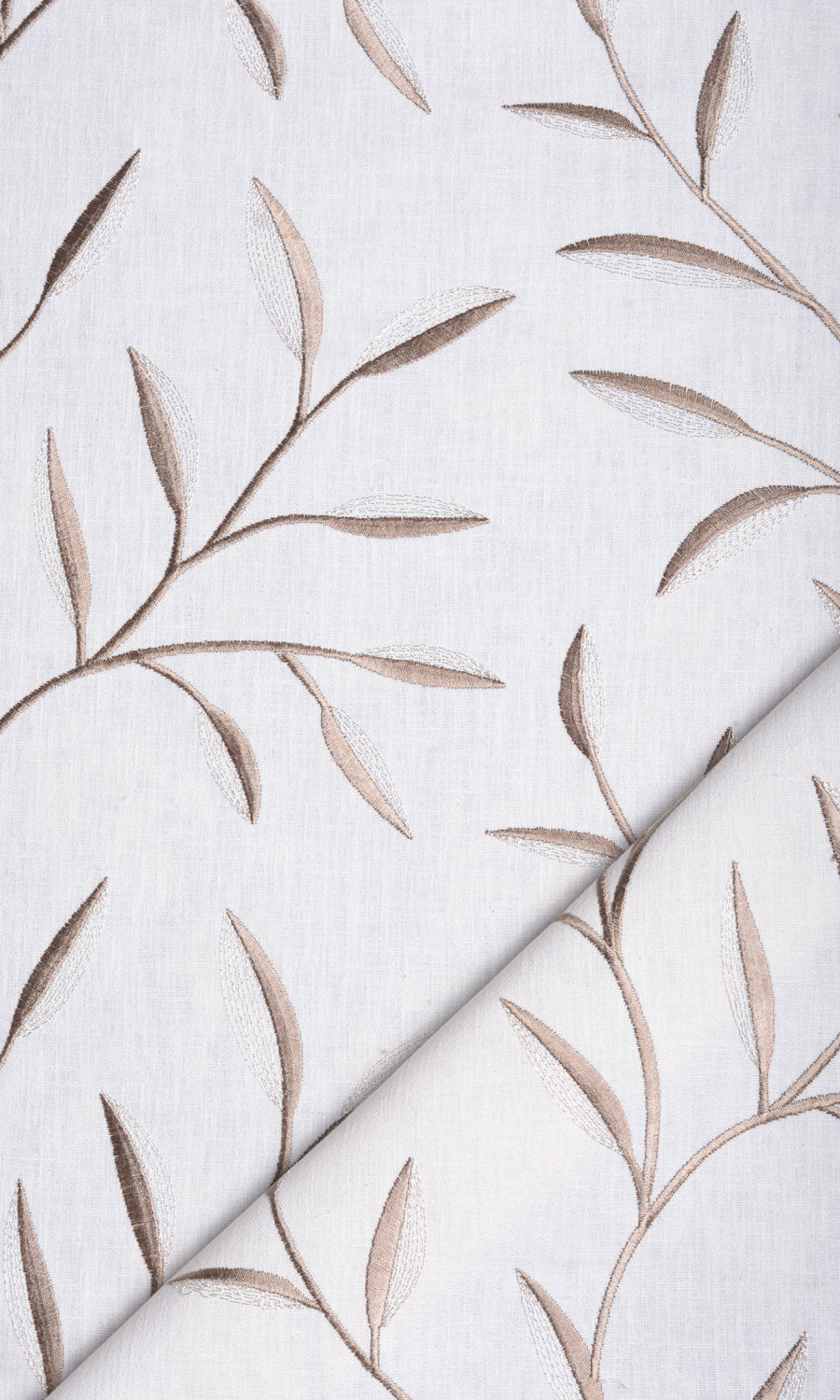 Floral Embroidery Fabric Material By the Metre (Cream)