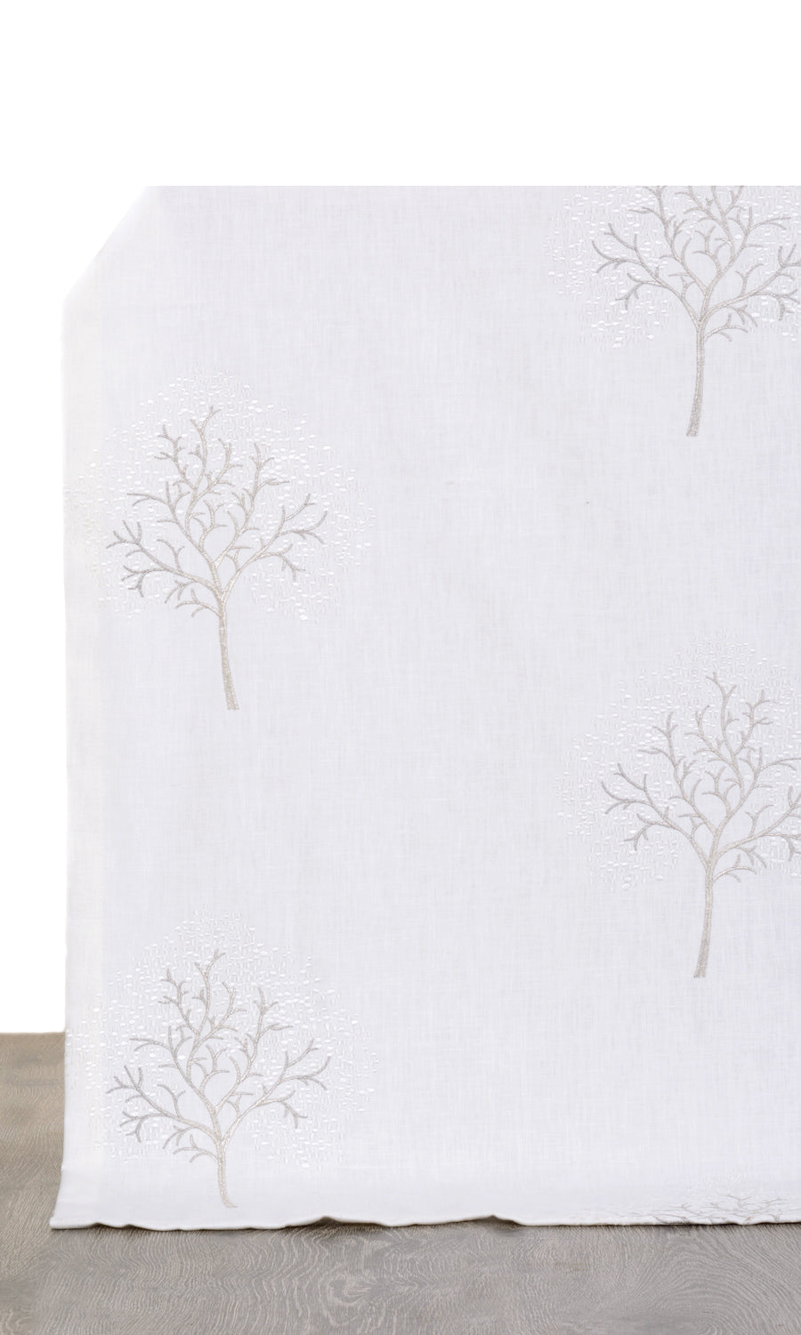 Embroidery Patterned Window Treatments Fabric Sample (Pure White/ Gray)
