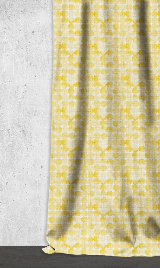 Polka Dot Drapes (Eggshell White/ Warm Yellow)
