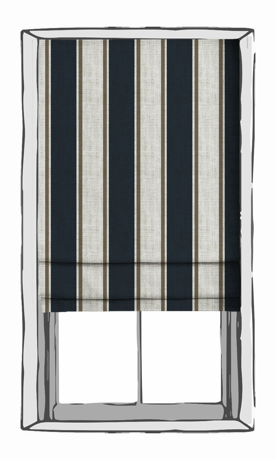 Geometric Fabric Material By the Metre (Navy Blue/ Brown)