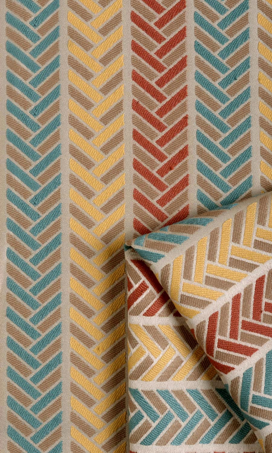 Herringbone Home Textile Fabric Material By the Metre (Red/ Blue/ Yellow)