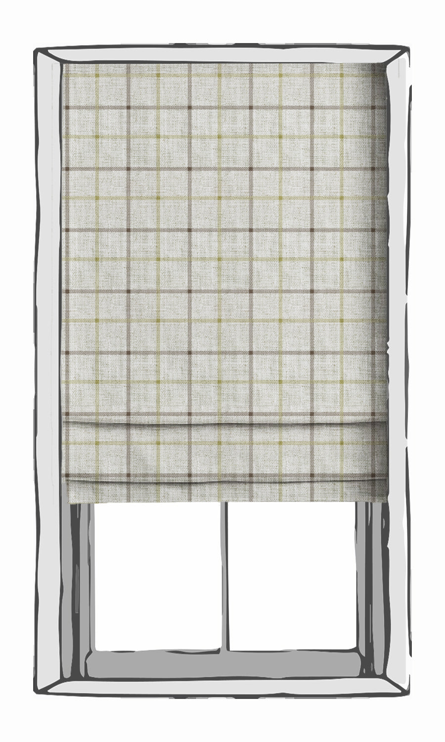 Check Patterned Fabric Material By the Metre (White/ Green)