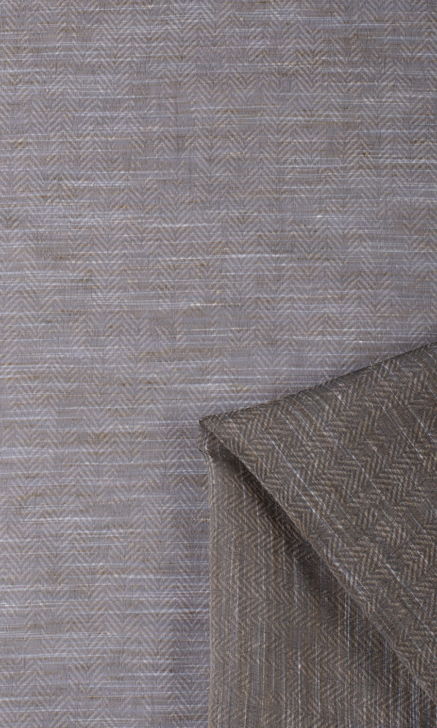 Herringbone Sheer Home Textile Fabric Material Sample (Grey/ Coffee Brown)