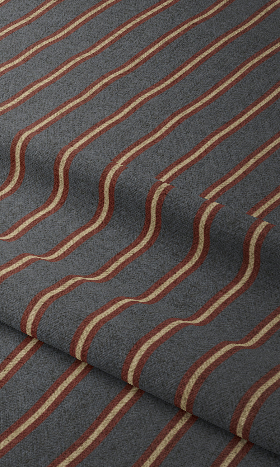 Modern Striped Fabric Material By the Metre (Grey & Red)