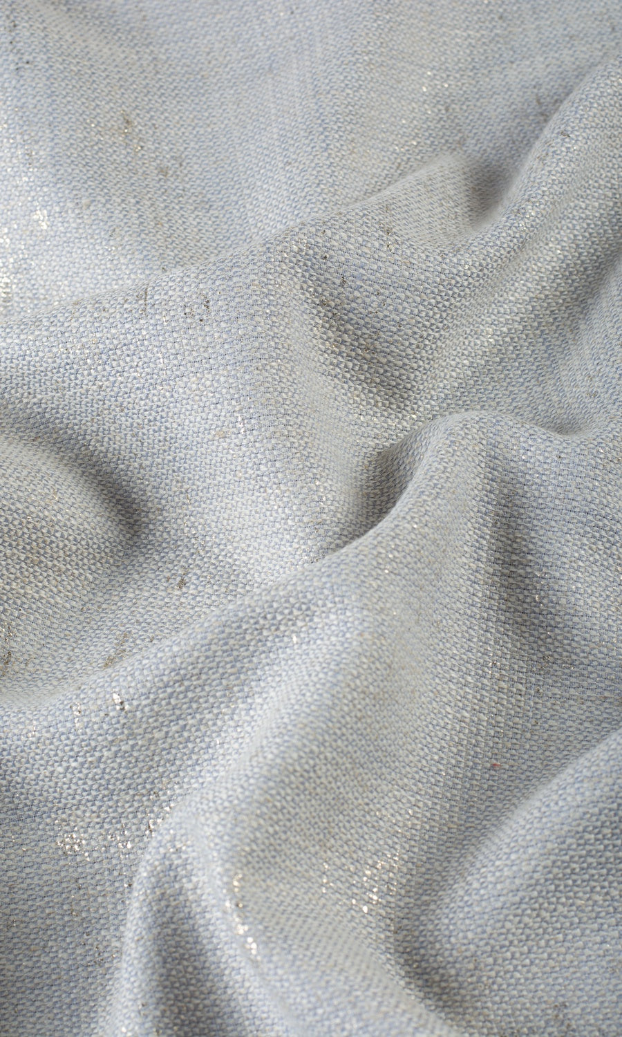 Metallic Accents Linen Blend Fabric By the Metre for Curtains & Drapes (Gray-Blue)