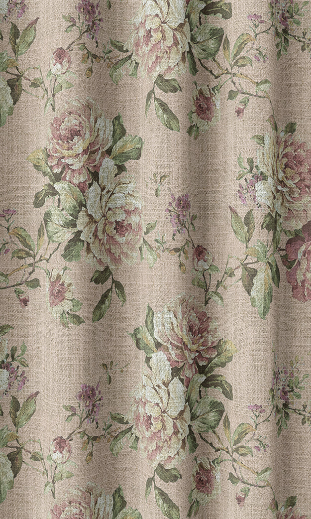Classic Floral Print Home Textile Fabric Material By the Metre (Pink)